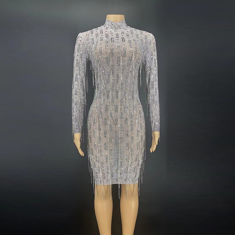 NOVANCE Y2290 Club Wear 2022 Crystal Appliques Tassel Chic Birthday Dress Backless Sexy Elegant Sequin Applique Mash Dress