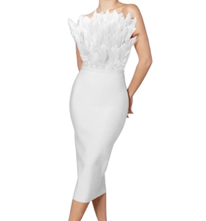 Fashion dress chest ostrich feather high-end  tube dress female club party body con