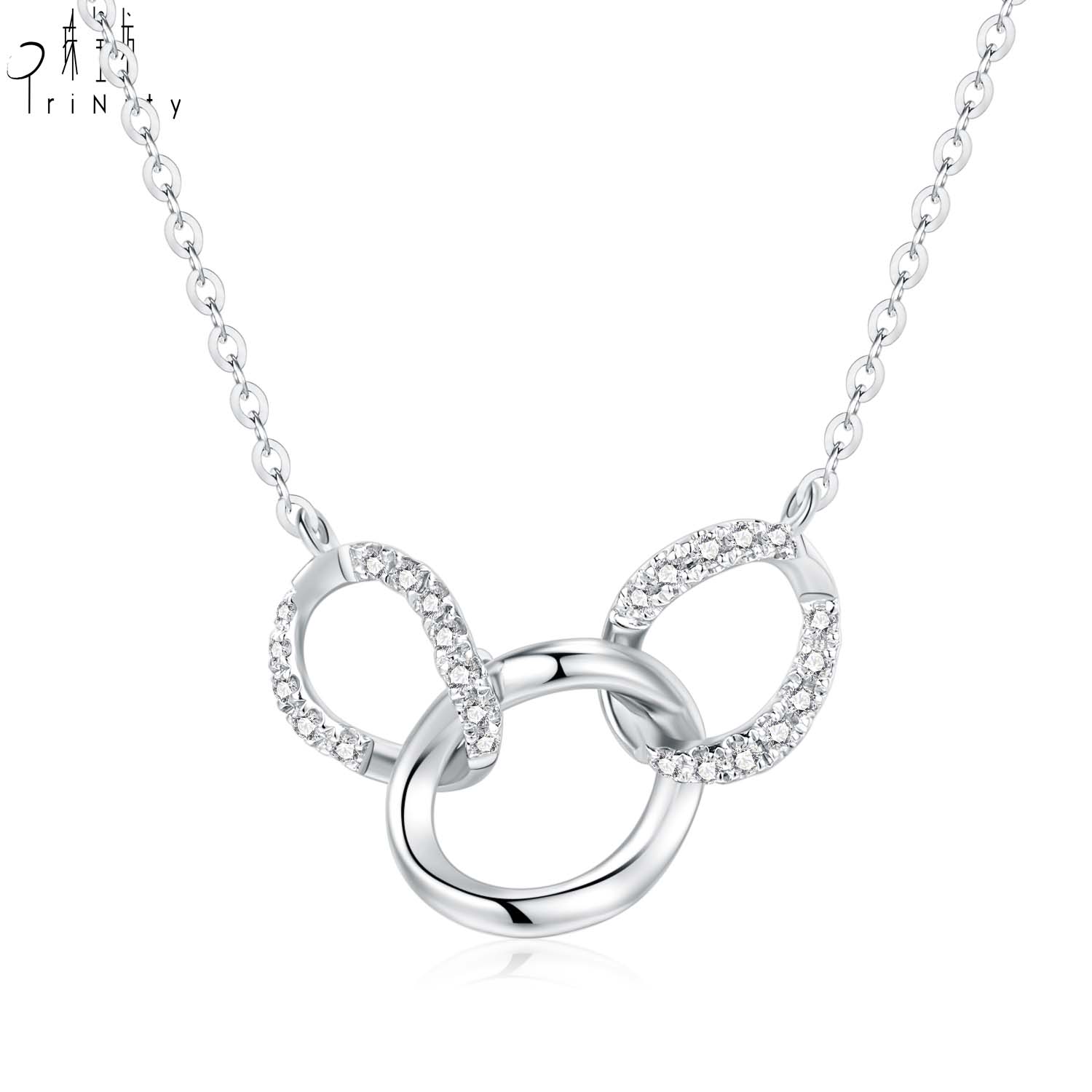 New Products Elegant Jewelry 18K White Gold Diamond Pendant Necklace For Women