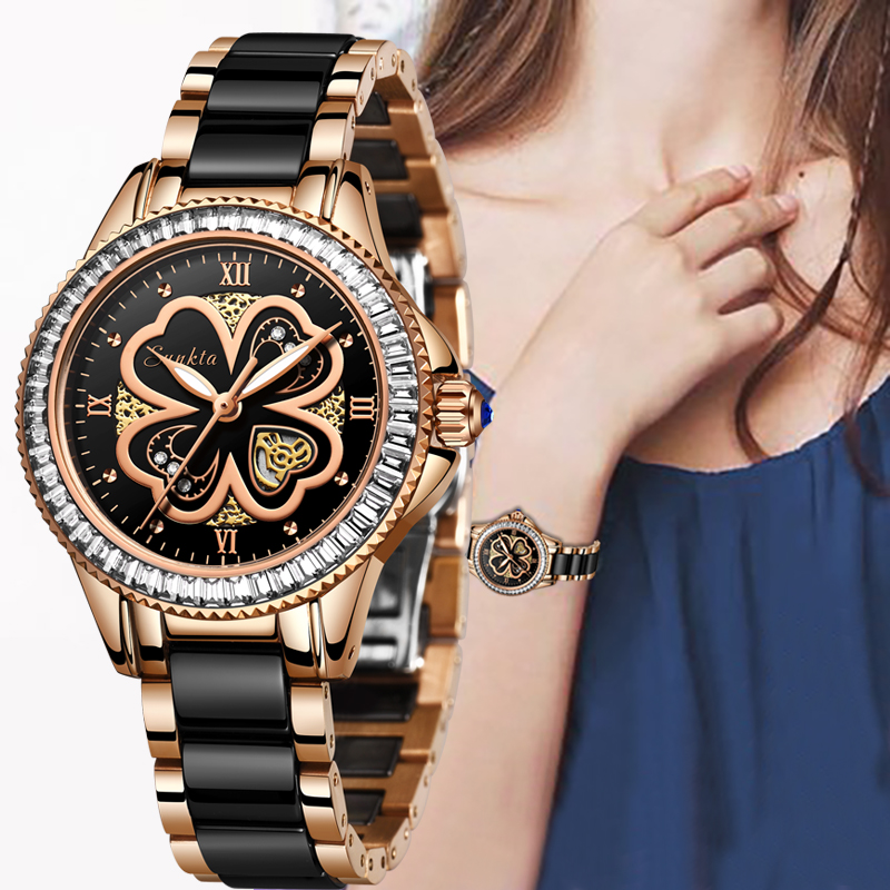 SUNKTA New Rose Gold Watch Women Quartz Watches Ladies Top Brand Luxury Female Wrist Watch Girl Clock Wife gift Montre Femme