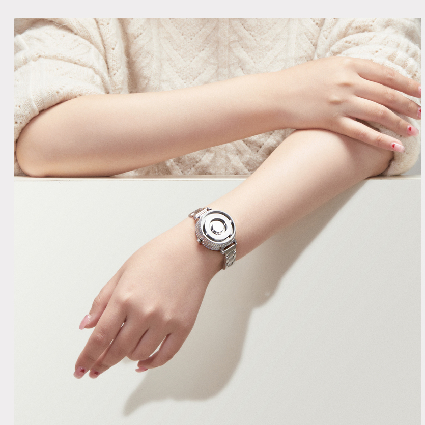 Eutour original Diamond Women's Watch Shining Rhinestone Wrist women's fashion simple quartz watch stainless steel strap