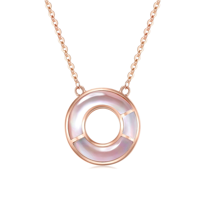 Doughnut 18k Gold Nacre Reversible Necklace 2 Sides Wearable Mother of Pearl Clavicle Charm Chain Delicate Women Choker Gift