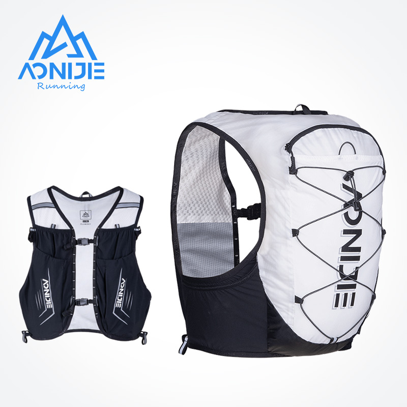 AONIJIE C9108 Outdoor Trail Running Backpack Black White Lightweight Rucksack Hiking Marathon Cycling Hydration Vest