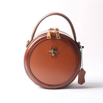 Small BEE shoulder messenger bag small round saddle bag vintage leather handbags for women