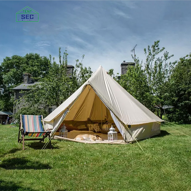 Factory Price Bell Tent Cotton Canvas Outdoor Teepe Yurt Glamping Tent For Family Camping