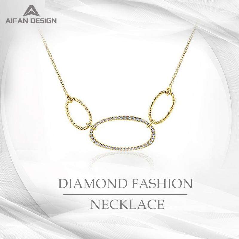 Simple design 925 silver gold-plated hollow diamond necklace