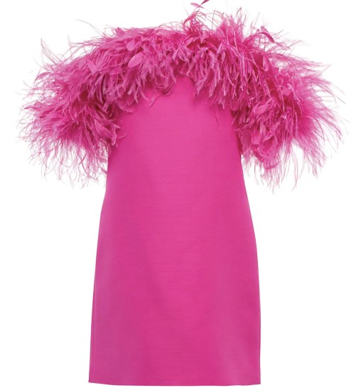 fashion women boucle feather tassel off shoulder dress