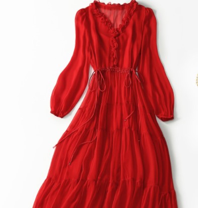 high quality luxury women real silk elegant genuine silk dress