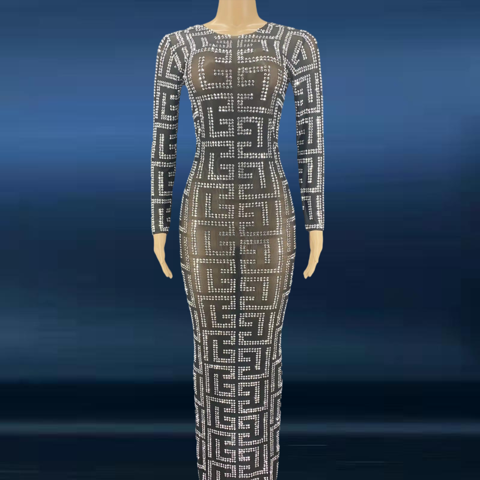 Novance Y2256 Vetements Femmes Mode 2021 Blinged Sexy Rhinestone Dresses Black Vestidos Noiva Pretos Special Occasion Outfit