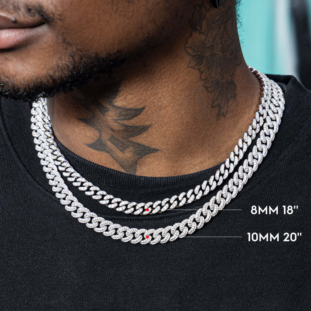 Heavy mens 2022 curb non tarnishing 925 sterling silver diamond vvs1 8mm 10mm moissanite cuban link chain necklace