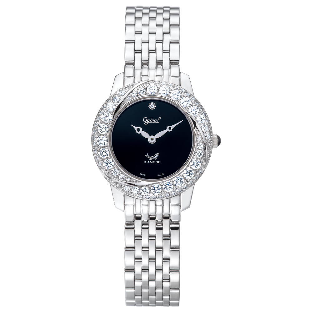 Luxury full CZ stainless wrist quartz watch for woman
