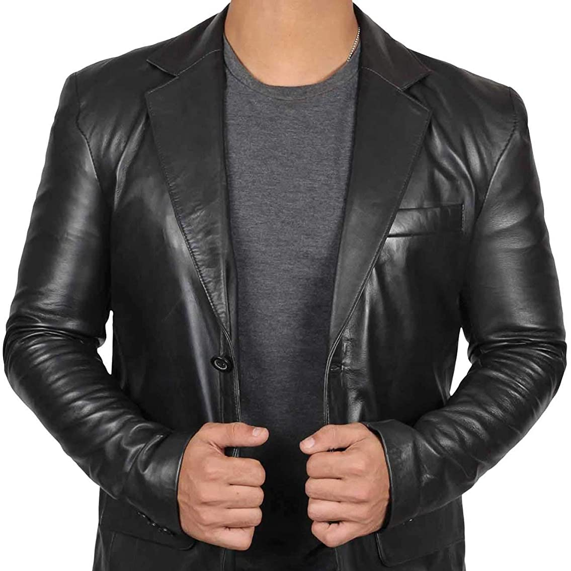 2021 Black Leather Blazer for Men - Real Lambskin Brown Leather Mens Blazer With Top Quality Material