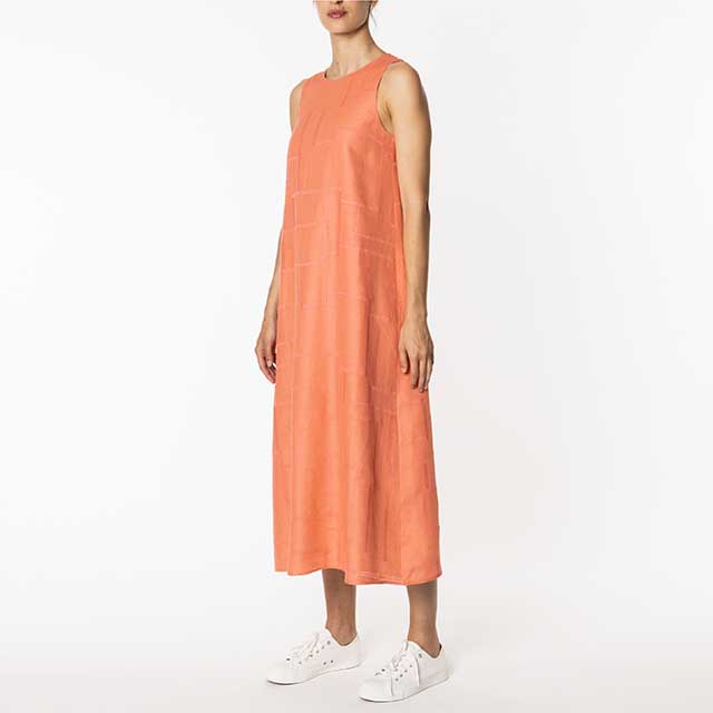 BEST ITALIAN QUALITY  EMBROIDERED LINEN SLEEVELESS HIGH FASHION ELEGANT CASUAL DRESS FOR WOMEN FOR SALE