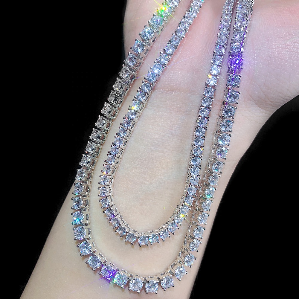 Tennis Chain 925 Sterling Silver Jewelry Luxury VVS Moissanite Diamond Necklaces