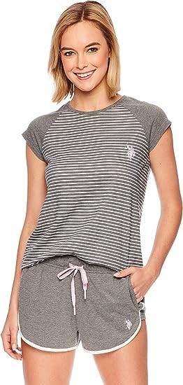 U.S. Polo Assn. Womens Pajama Set - Logo PJ Set for Women with Tee and Shorts - Lounge Sets for Women