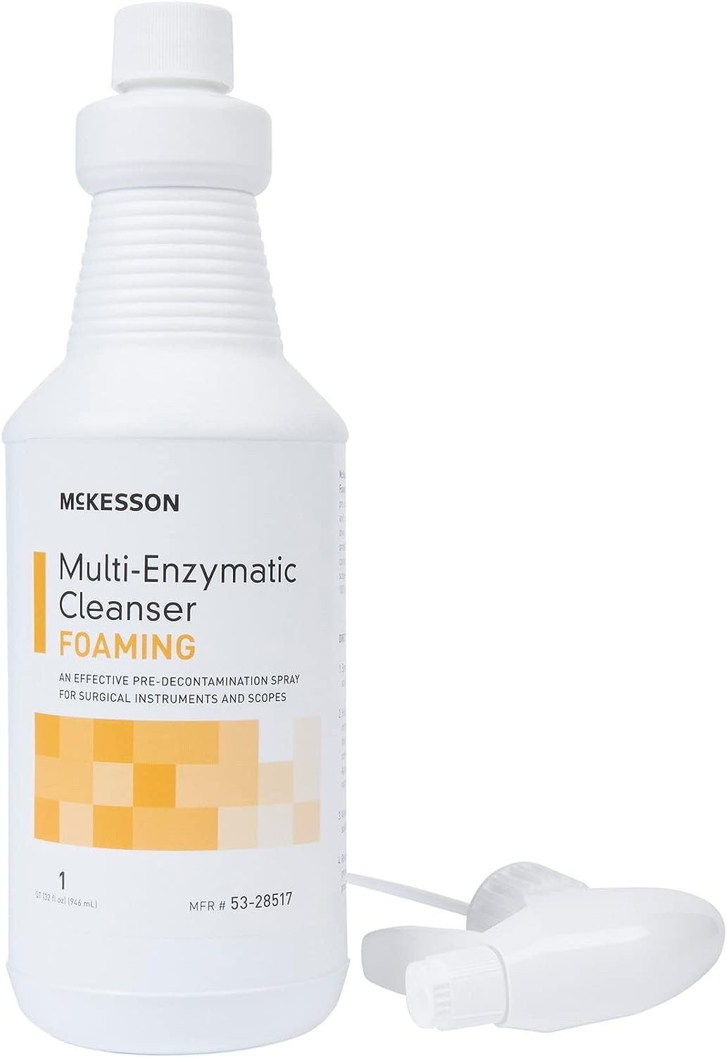 McKesson Multi-Enzymatic Cleanser - Foaming, Ready-to-Use, Cleans Surgical Instruments, Fresh Rain Scent - 1 qt Bottle, 1 Count, 12 Packs, 12 Total