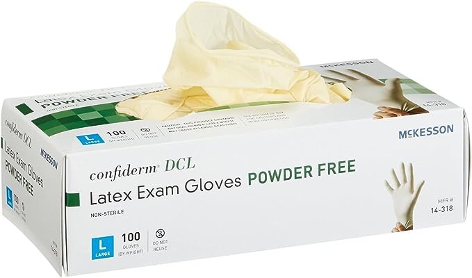 McKesson Confiderm Disposable Latex Exam Glove Standard Cuff Length