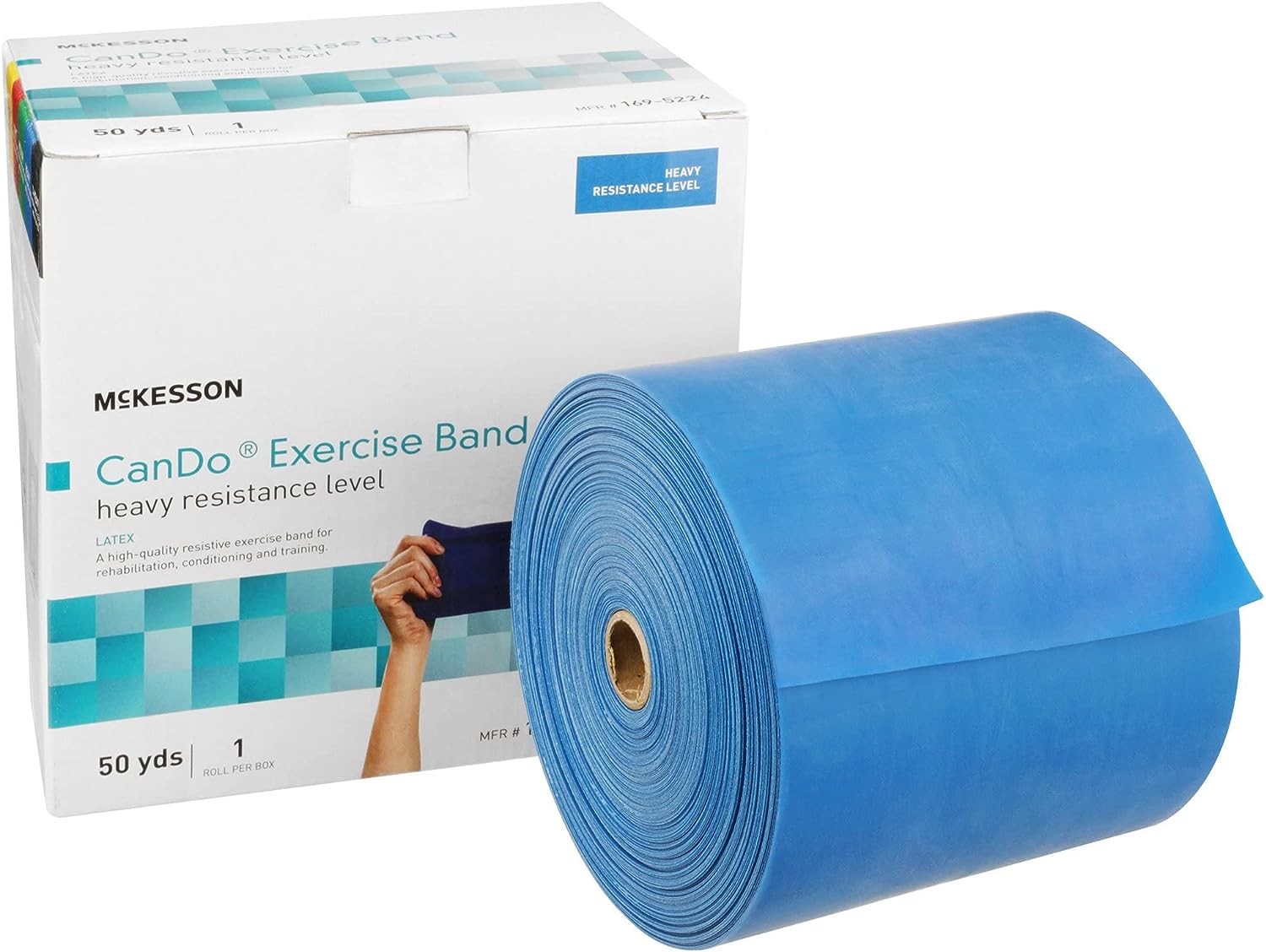 McKesson Can Do Exercise Resistance Band - Workout Bands for Physical Therapy - Blue, Heavy Resistance - 5 in x 50 yd, 1 Count