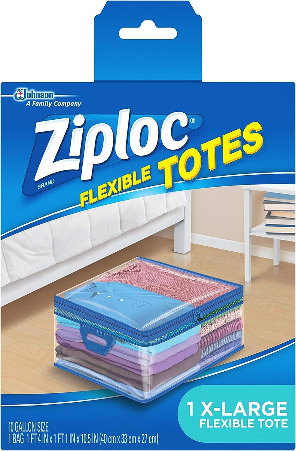 Ziploc Flexible Totes Clothes and Blanket Storage Bags, Perfect for Closet Organization and Storing Under Beds, XL, 4 Count