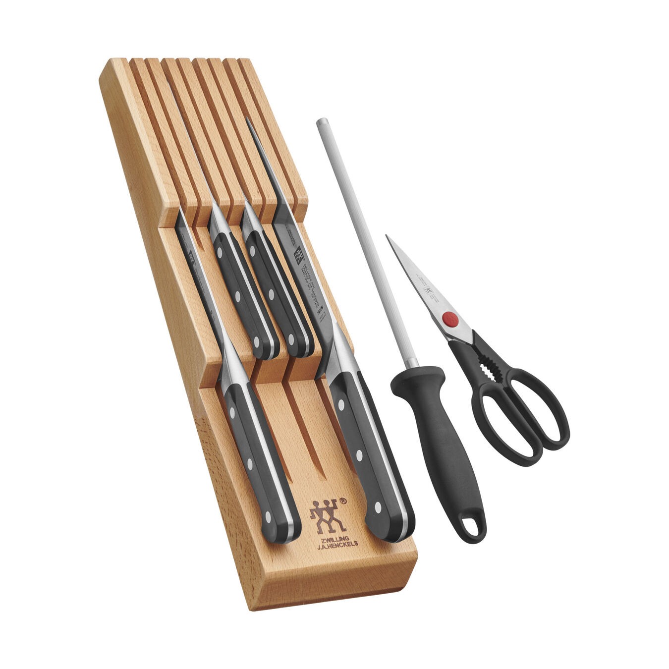 ZWILLING PRO 7-PC, BLOCK SET WITH BEECHWOOD IN-DRAWER KNIFE TRAY, NATURAL
