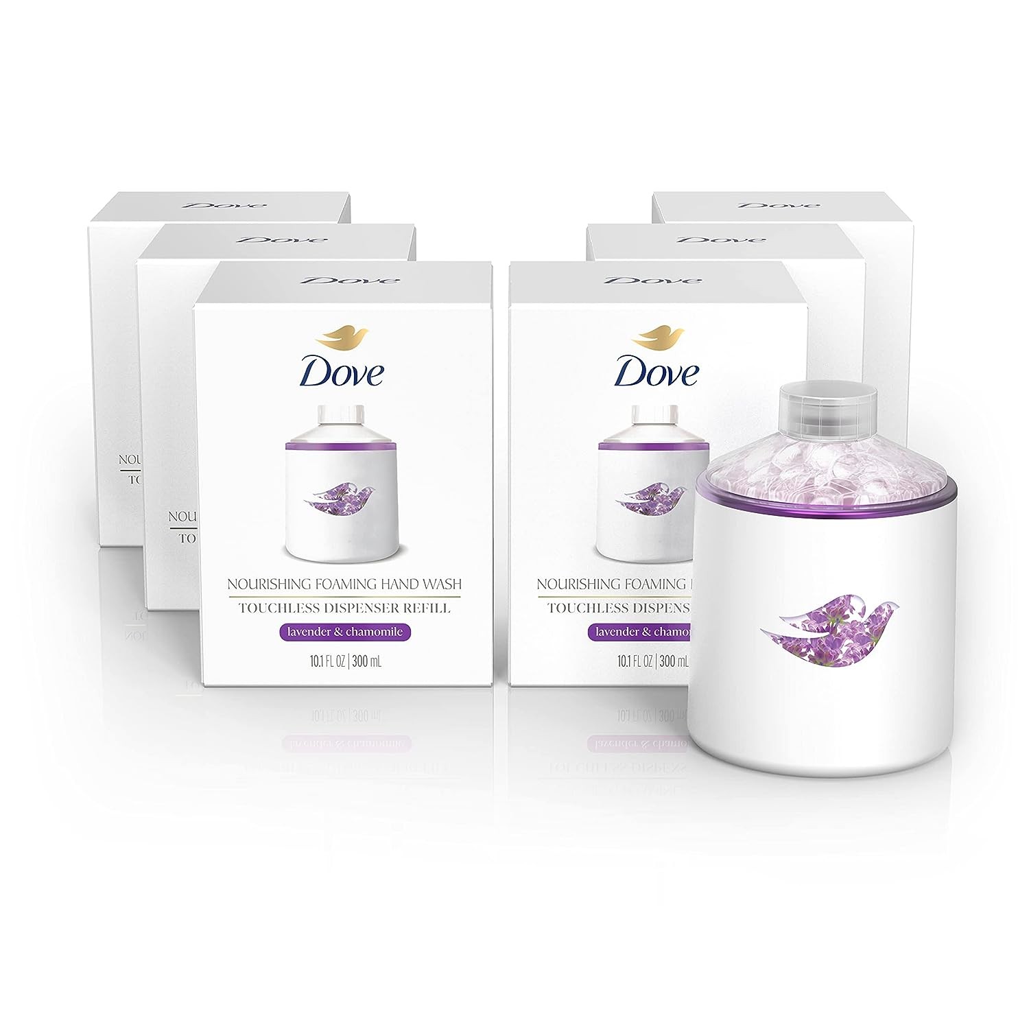 Dove Nourishing Foaming Hand Wash Touchless Dispenser Refill Lavender and Chamomile Moisturizing Hand Wash for Lasting Nourishment 10.1 oz 6-pack