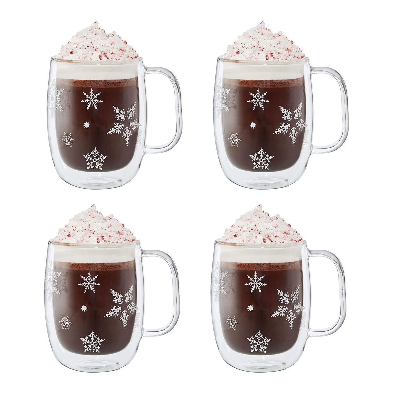 ZWILLING SORRENTO DOUBLE WALL GLASSWARE 4-PC COFFEE GLASS MUG HOLIDAY SET