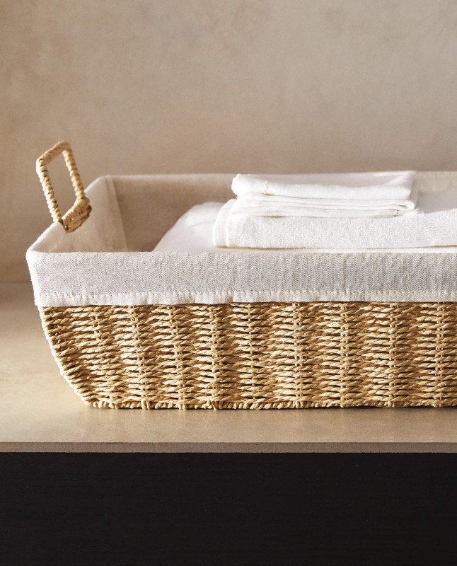IRONING BASKET WITH FABRIC LINING