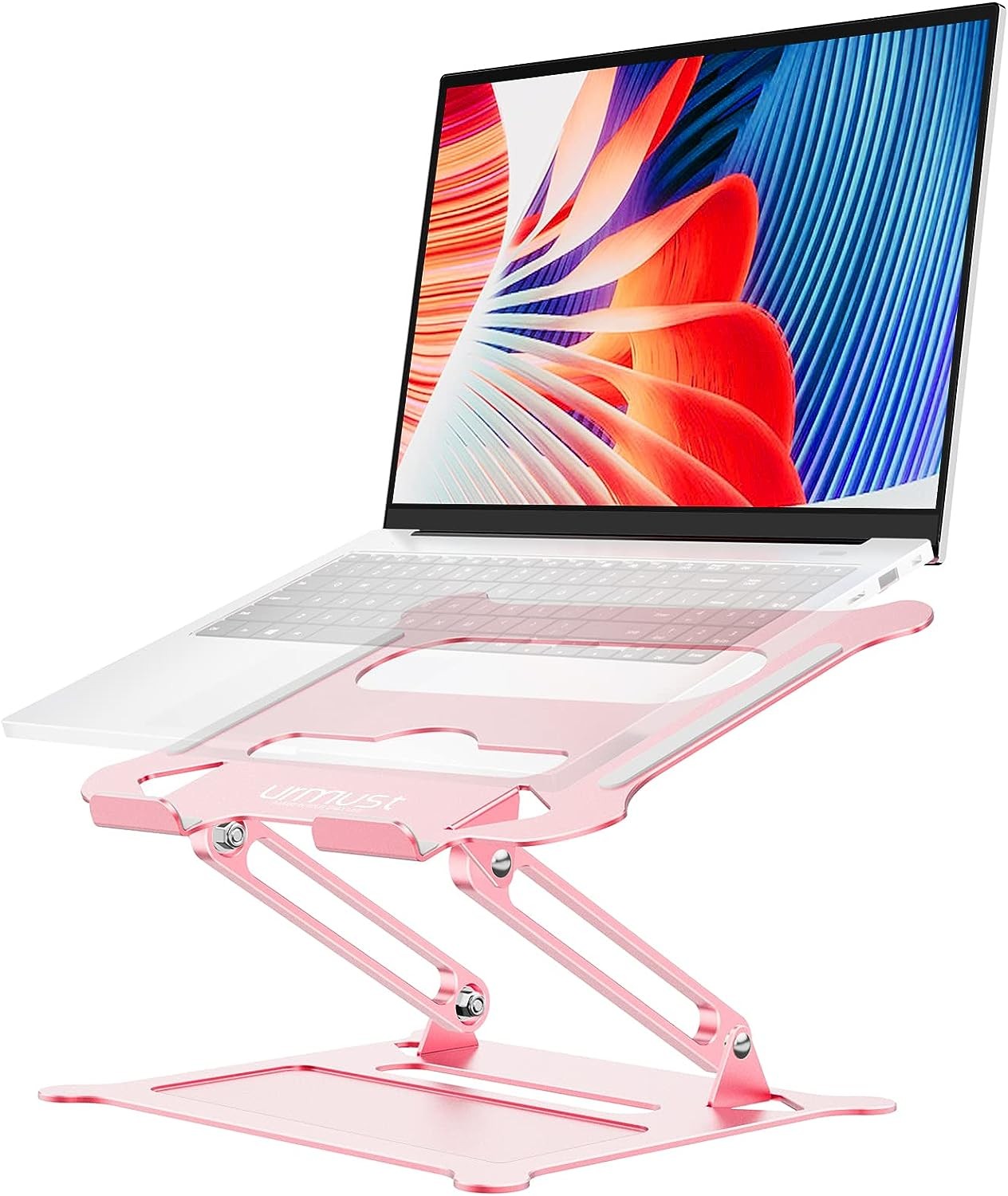 Urmust Adjustable Laptop Stand for Desk Computer Stand for Laptop Riser Holder Stand Compatible with MacBook Air Pro All Laptops 10-15.6"(Rose Gold)