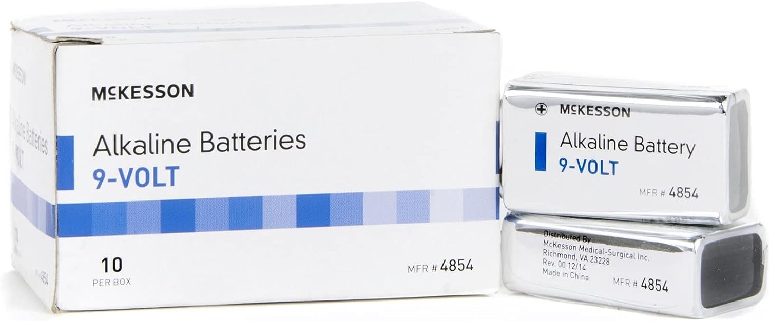 McKesson Alkaline 9V Batteries, 9 Volt, Long Lasting, 10 Count, 25 Packs, 250 Total