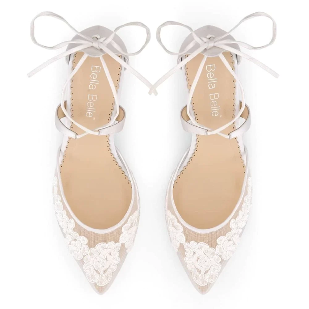 AMELIA Floral Ivory Lace Kitten Heels