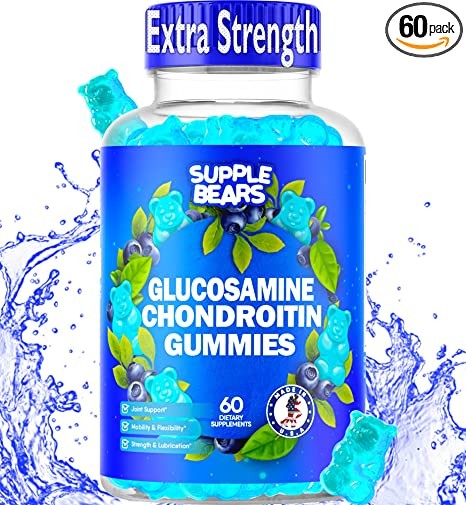 Supplebears Glucosamine Chondroitin Gummies - Joint Support Gummies - 1500mg Extra Strength with MSM - for Adults, Men & Women - 60 Joint Support Supplements - Made in The USA