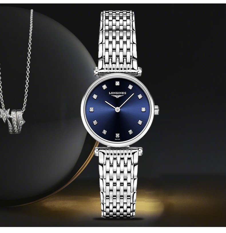 Longines Longines Jialan series blue diamond fashion thin section quartz women's watch L4.209.4.97.6 blue