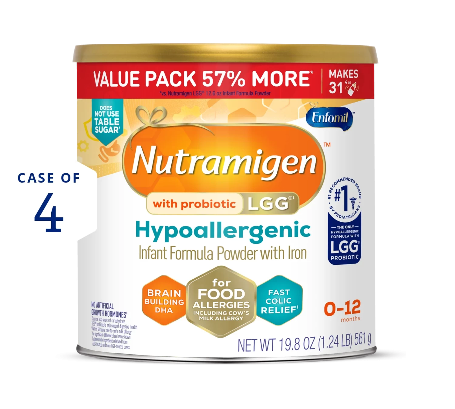 Nutramigen® with Probiotic LGG Hypoallergenic Powder Infant Formula - 19.8 oz Can (Case of 4)