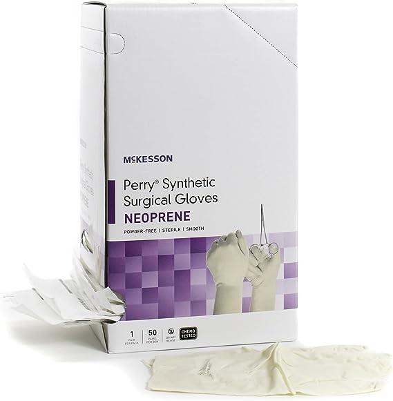 McKesson Perry Synthetic Surgical Gloves Disposable Sterile Pair Polychloroprene Surgical Glove Extended Cuff Length
