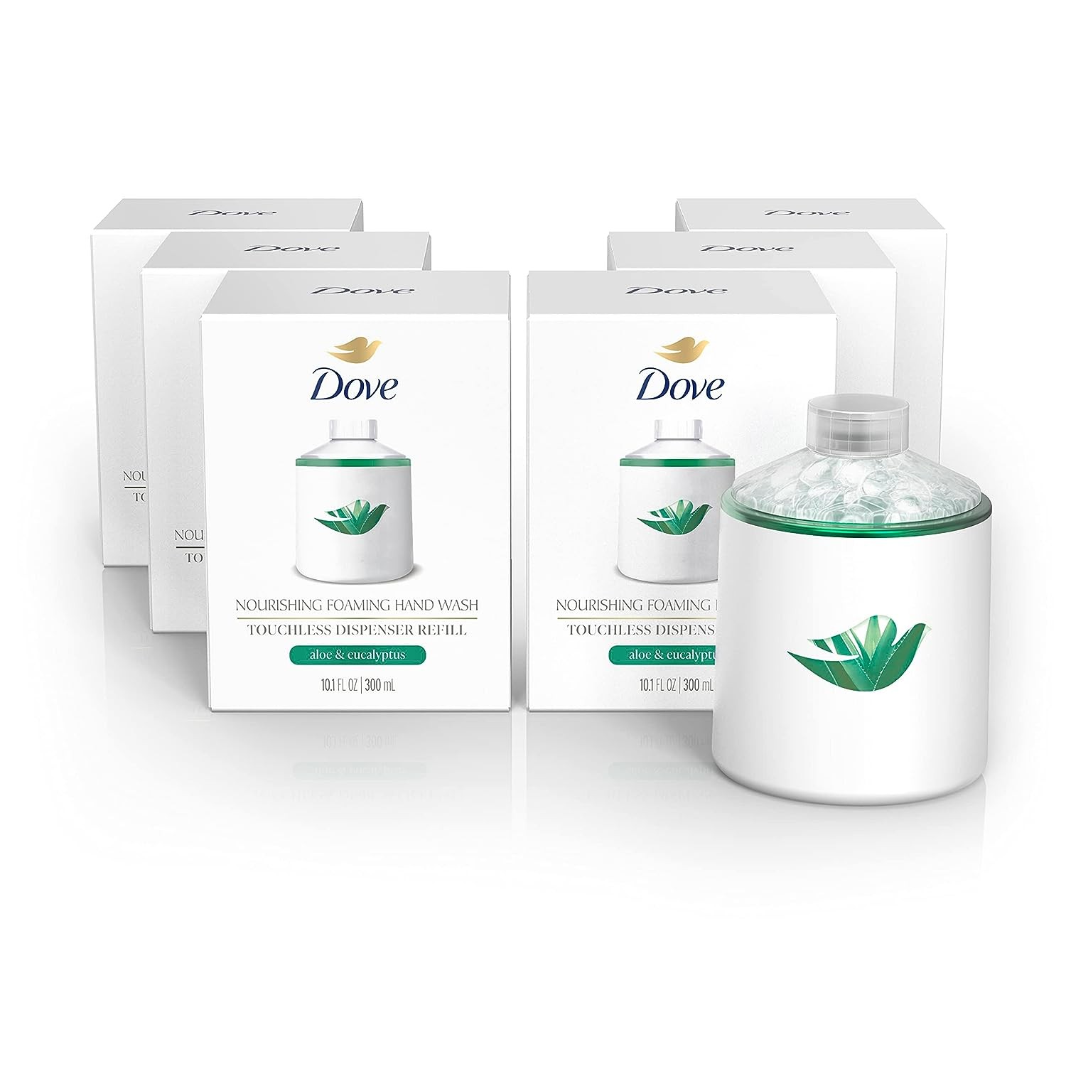 Dove Nourishing Foaming Hand Wash Touchless Dispenser Refill Aloe and Eucalyptus Moisturizing Hand Wash for Lasting Nourishment 10.1 oz 6-pack