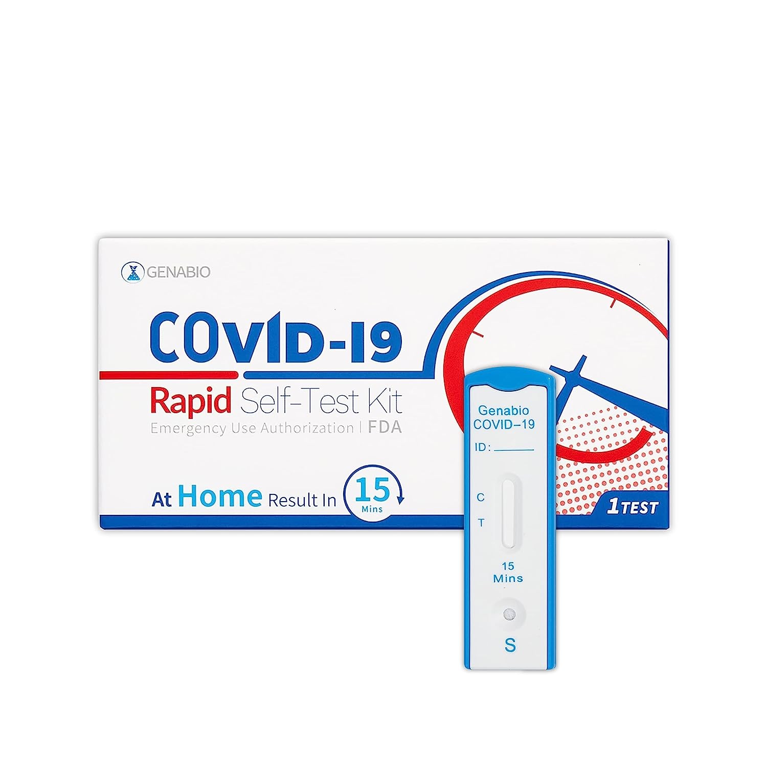 Genabio COVID-19 Rapid Self-Test Kit OTC at-Home Self Test, 15 Minute Results, Non-Invasive Short Nasal Swab,HSA/FSA Reimbursement Eligible