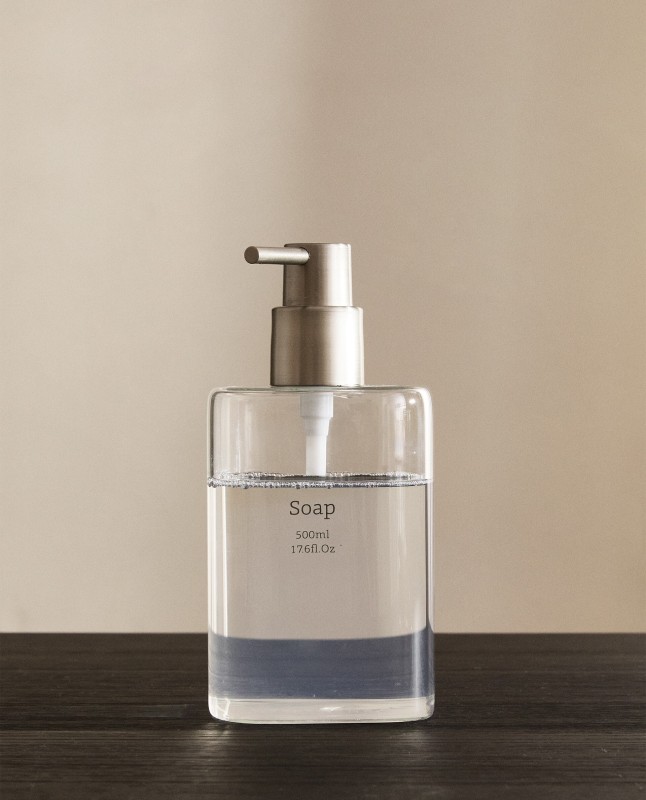 SLOGAN BOROSILICATE GLASS SOAP DISPENSER