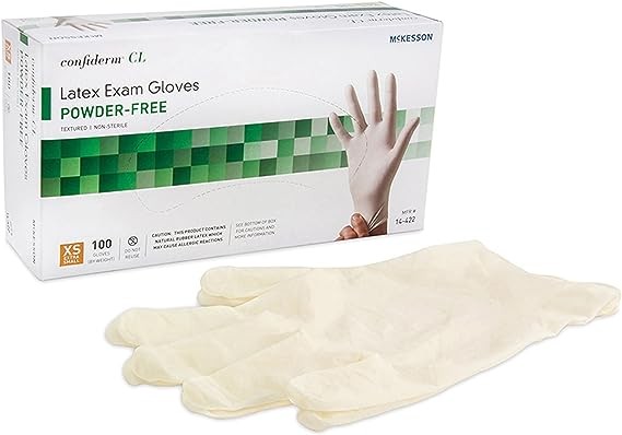 McKesson Confiderm CL Latex Exam Gloves - Powder-Free, Ambidextrous, Textured, Non-Sterile - Ivory, Size XS, 100 Count, 10 Boxes, 1000 Total