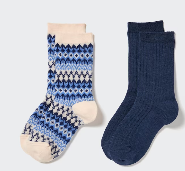 HEATTECH Socks (2 Pairs) HEATTECH' keeps little toes toasty. Fair Isle pattern with a hand-knitted look.