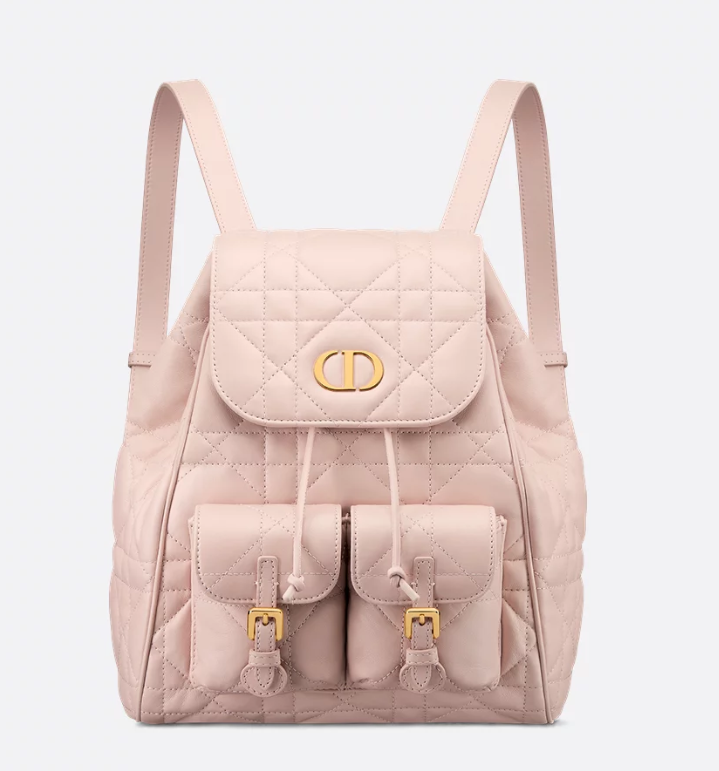 Medium Dior Caro Backpack Powder Pink Macrocannage Lambskin