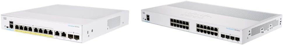 Cisco Business CBS350-8FP-2G Managed Switch | 8 Port GE | Full PoE | 2x1G Combo & Business CBS350-24T-4G Managed Switch | 24 Port GE | 4x1G SFP | Limited Lifetime Protection