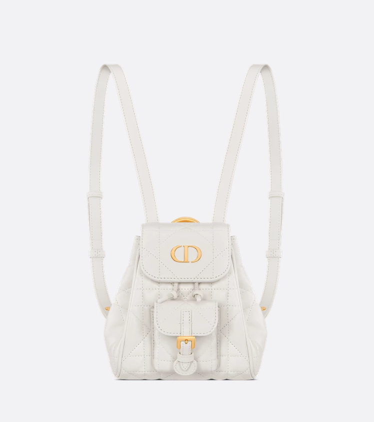 Dior Caro Nano Backpack Latte Macrocannage Lambskin