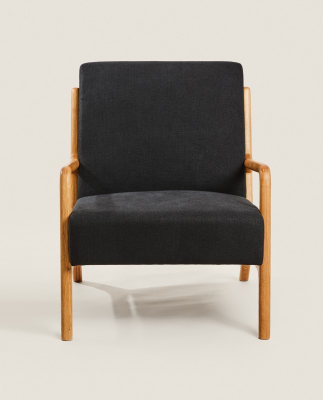 ASH WOOD AND LINEN ARMCHAIR