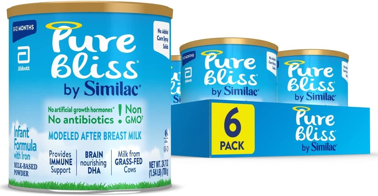 Pure Bliss by Similac Infant Formula, Gentle, Easy to Digest, Non-GMO, Powder, 24.7-oz Can, Pack of 6