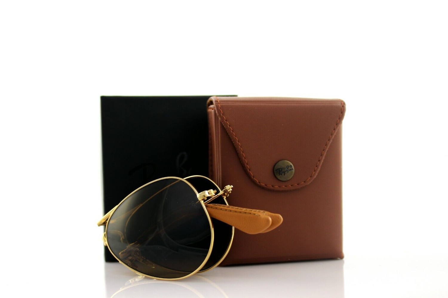 POLARIZED RAY-BAN Folding Aviator 22KT GOLD P3 Plus Sunglasses RB 3479KQ 001/M7