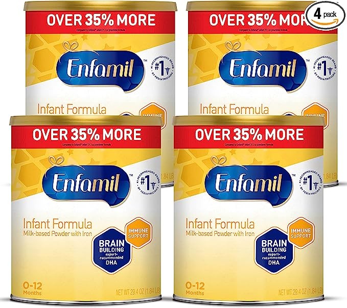 Enfamil Infant Formula - Milk-based Baby Formula with Iron - Powder Can, 29.4 oz (4 Pack)