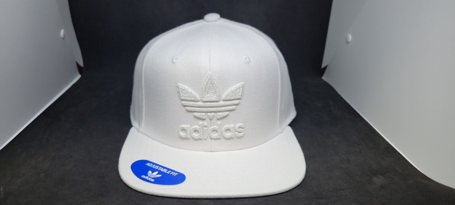 Adidas Originals Mens Trefoil Chain Adjustable Snap Back White/White Hat