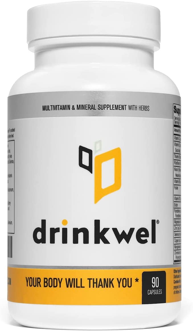 drinkwel Better Mornings - Premium Multivitamin Supplement - Liver Cleanse, Detox, Immune Support- DHM, Milk Thistle, Vitamin C, Zinc, Magnesium - 90 Count