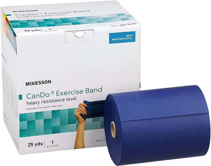 McKesson Can Do Exercise Resistance Band - Workout Bands for Physical Therapy - Blue, Heavy Resistance - 5 in x 25 yd, 1 Count