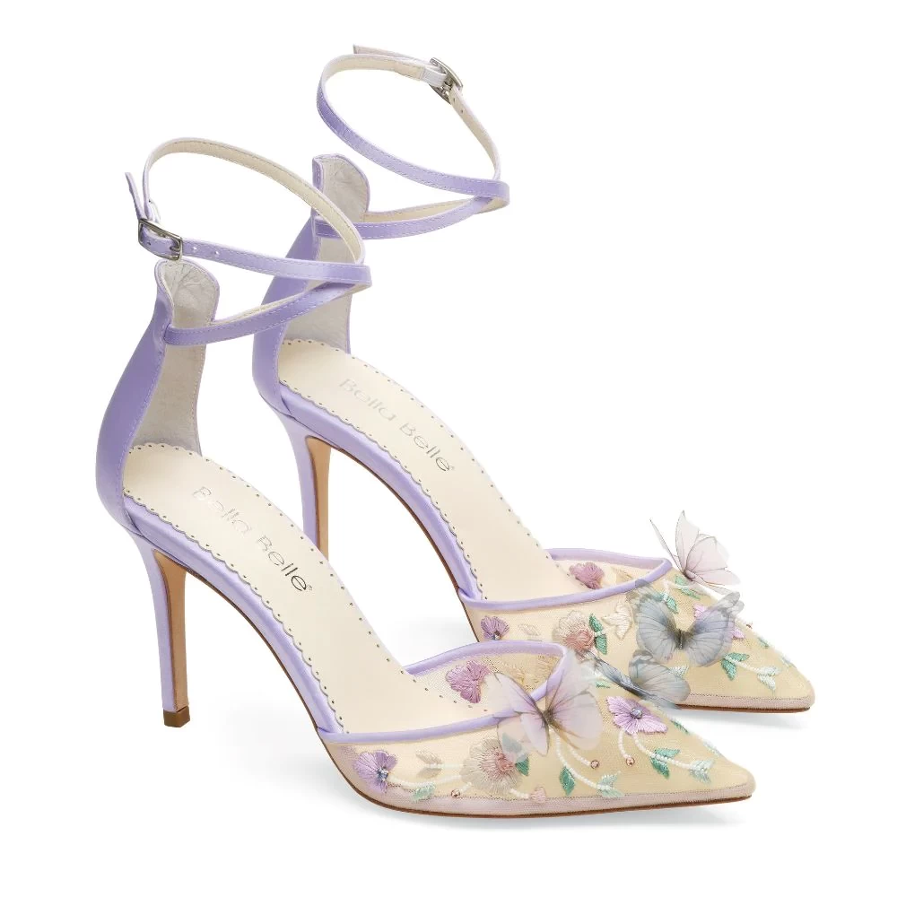 EVE Lavender Butterfly Heels, Garden Party Shoes